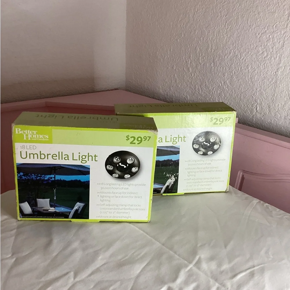 New Set Lot Bundle of 2 Pair Of Better Home & Gardens 18” Led Umbrella Light